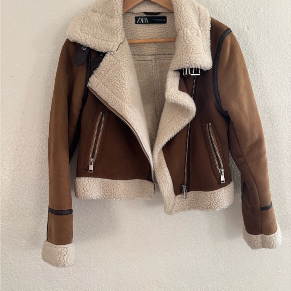 Zara Jackets & Blazers - Zara Tan and Cream Teddy Jacket